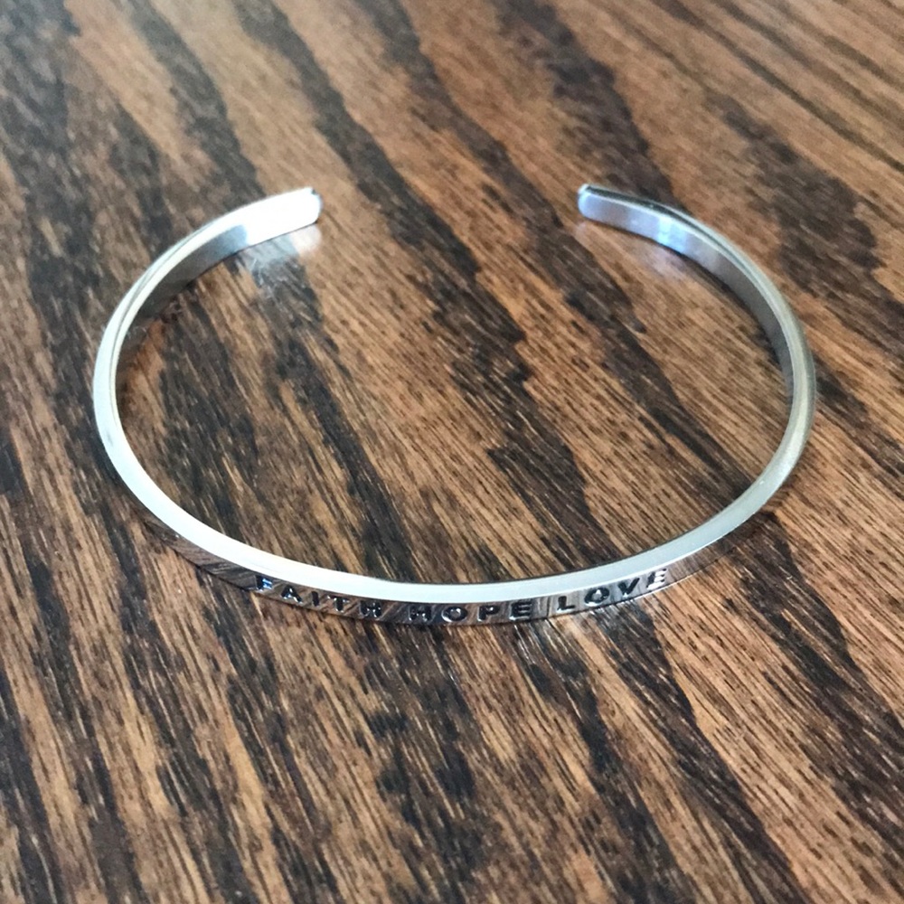 MantraBand Silver Faith Hope Love
